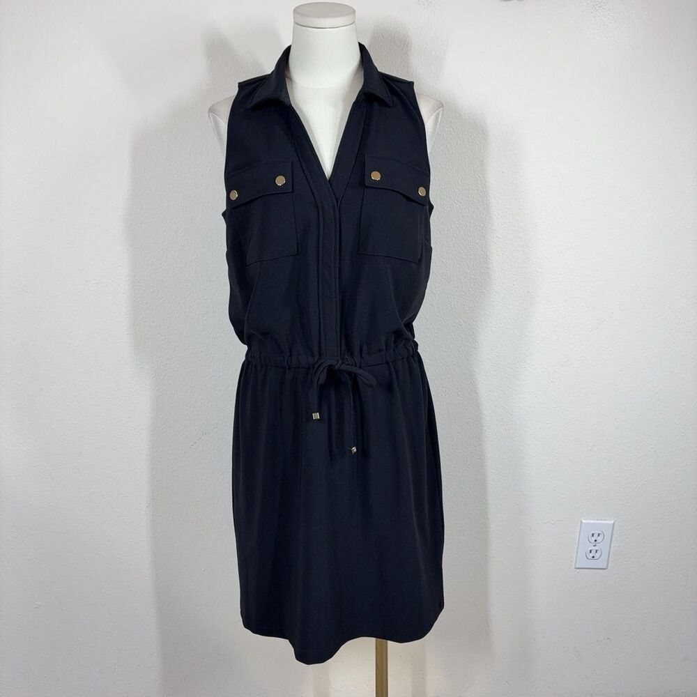 Boston Proper Shirt Dress Womens Medium Black Sleeveless Travel Stretch Capsule